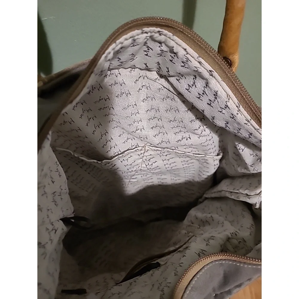 Myra Flower Design‎ Canvas Leather Tote Bag Large